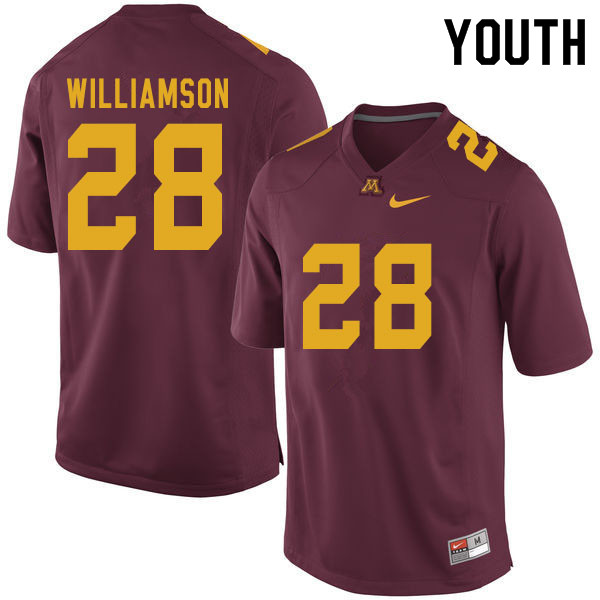 Youth #28 Jason Williamson Minnesota Golden Gophers College Football Jerseys Sale-Maroon